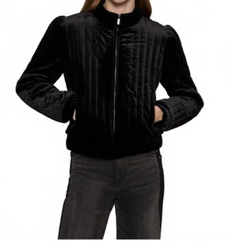 Sanctuary Quilted Velvet Jacket In Black