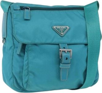 Prada Pre-owned Nylon Cross Body Bag - Dames - Vintage Schoudertas - Blauw - ONE Size - Nylon - Vintage