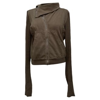 Rick Owens asymmetrische sweater met ritssluiting in bruin katoen
