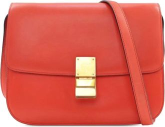 Celine Borsa a tracolla Classic Box in pelle di vitello media 2000-2018 - Arancione