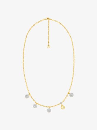 Michael Kors Brass Pav&eacute; Disk Charm Necklace
