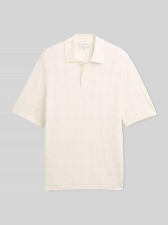 Tom Tailor Regular Fit Poloshirt aus reiner Baumwolle in Strickoptik in Offwhite Melange, Gr&ouml;&szlig;e XXXL