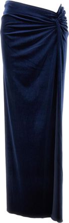 Andamane Blue Zohra Twist Detail Velvety Stretch Maxi Skirt