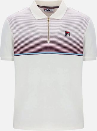 Fila Mens Fila Paco Zip Stripe Velour Polo Shirt Gardenia/Fig/Milky Blue - White - Size: 38