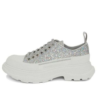 Alexander McQueen (WMNS) Alexander McQueen Tread Slick Glitter Low Sneaker Silver 666805W4JF58286
