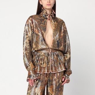 Valentino Loose pleated silk-blend shirt