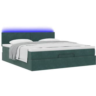 vidaXL Estructura De Cama Otomana Con Colch&oacute;n Verde Oscuro 180x200 Cm Vidaxl