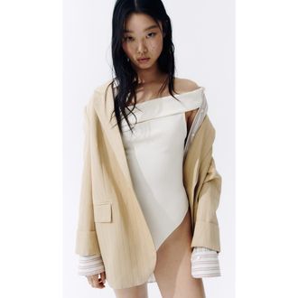 H&M Off-the-shoulder thong bodysuit in Cream at Nordstrom, Size X-Large