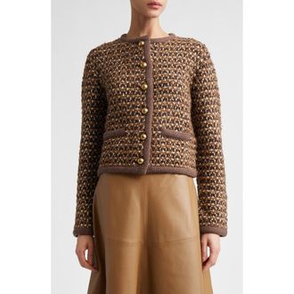 Altuzarra Conroy Wool Blend Tweed Jacket in Toffee at Nordstrom, Size X-Small
