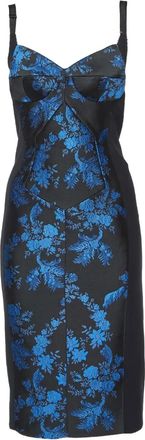 Stella McCartney floral-jacquard paneled bustier midi dress - Black