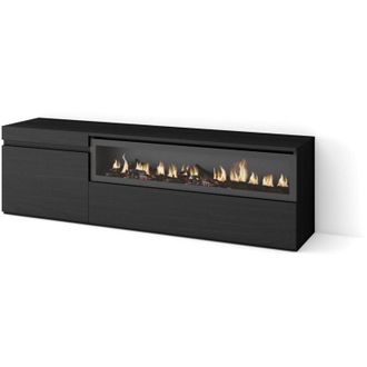 Skraut Home Mobile tv Soggiorno, Ampio spazio a disposizione, 150x45x35cm, Per tv fino a 65, Camino elettrico, Stile moderno, Nero - Skraut Home