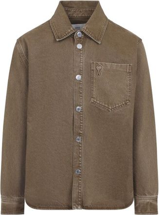 Ami De Coeur Overshirt In Hazelnut Brown Cotton
