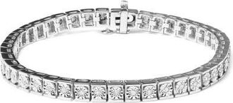 House of Brilliance Silver 1/4 Cttw Miracle Set Diamond and Bead Link 7.25 Tennis Bracelet in White at Nordstrom