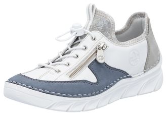 Rieker Slip-On Sneaker RIEKER, Damen, Gr. 36, weiss (wei&szlig;, kombiniert), Lederimitat, Schuhe Slip-On Sneaker, Slipper, Freizeitschuh mit kontrastfarbenen Bes&auml;