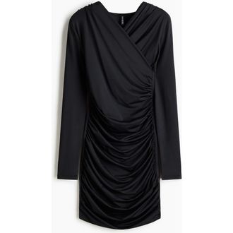 H&M Draped Jersey Dress in Black at Nordstrom, Size X-Small