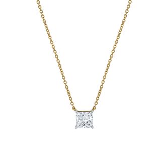 LuvMyJewelry Princess Charm 14K Gold Lab Grown Diamond Necklace - 1 ct