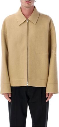 Jil Sander Jassen, Heren, Beige, S, Wol, Geborduurde Blouson Jas