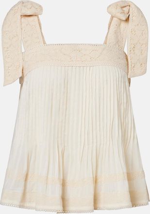 Juliet Dunn Lace-trimmed cotton top