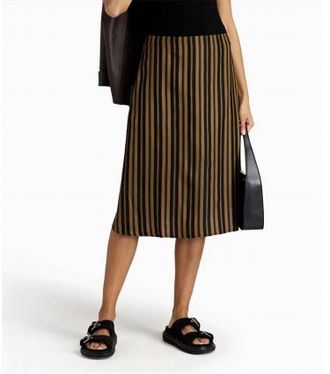 Rag & Bone Womens Stripe Midi Skirt In Gold Multi