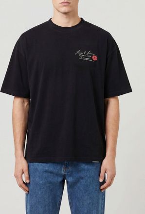 Represent T-shirt in cotone con logo a contrasto e spalle cadute