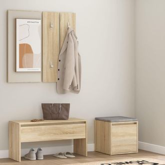 vidaXL Set De Muebles De Recibidor Madera Contrachapada Color Roble Vidaxl
