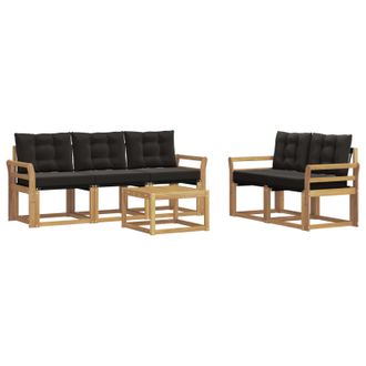 vidaXL Conjunto De Sof&aacute;s De Exterior Con Coj&iacute;n 6 Pcs Blanco Y Negro Vidaxl