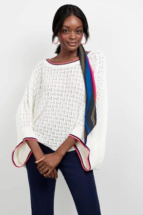 Trina Turk Horizon Boatneck Pullover In White