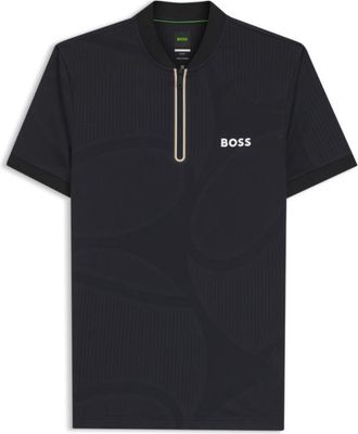BOSS Bodymapping-jersey slim-fit polo shirt with zip neck