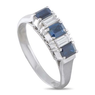 Luxury Bazaar Platinum 0.29ct Diamond and Sapphire Ring MF42-052126