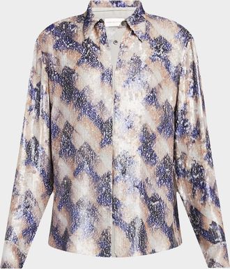 Dries Van Noten Chowy Sequined Button-Front Blouse