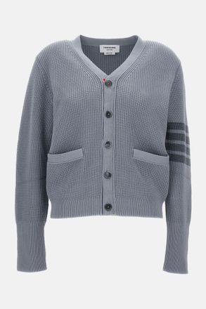 Thom Browne Grey V-Neck Striped Cardigan