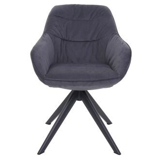 Hhg Nunca Usado] Silla De Comedor Hhg 779, Silla De Cocina Silla Tapizada Silla Con Reposabrazos, Giratoria, Metal, Tela/textil Gris