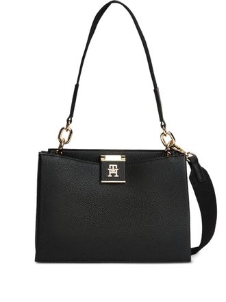 Tommy Hilfiger chain-logo shoulder bag - women - Polyurethane - One Size - Black