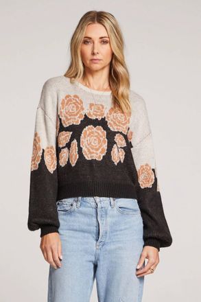 Saltwater Luxe Mimi Crewneck Sweater In Natural/washed Black/ Rose
