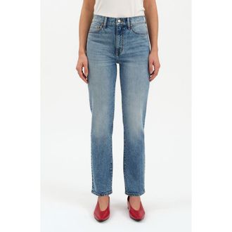 Daze Smarty Pants High Waist Slim Straight Ankle Jeans in Face To Face at Nordstrom, Size 25