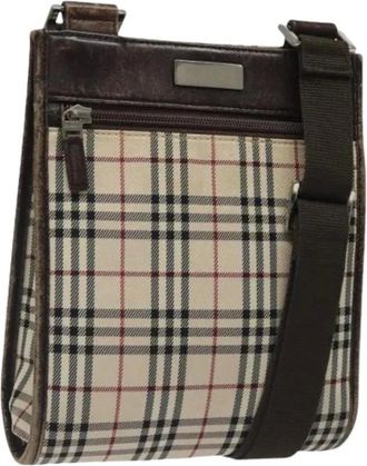 Burberry Pre-owned Cross Body Bags, female, Beige, Size: ONE SIZE Pre-owned Vintage Nylon Shoulder Bag