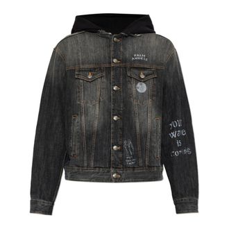 Palm Angels Denim Jacket Effetto Vintage - - Jackets - Uomo - Nero - L