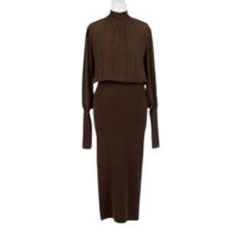 Twinset Gebreide Jurk - Dames - Kleedjes - Bruin - M - Kleedjes