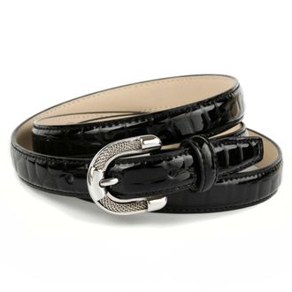 Anthoni Crown Lederg&uuml;rtel ANTHONI CROWN, Damen, Gr. 75, schwarz, Leder, unifarben, G&uuml;rtel Lederg&uuml;rtel, Lacklederg&uuml;rtel mit Krokomuster, elegante Schliesse