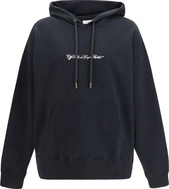 Off-white Mens Hoodie Script Arrow Diagonal Black Cotton Sweatshirts Sweater