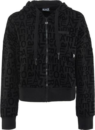 Emporio Armani Sportieve zwarte zip hoodie - Dames - Vesten met rits - Zwart - S - Katoen - Hoodies & sweatvesten