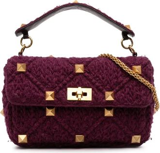 Valentino Pre-owned Handbags, female, Purple, Size: ONE SIZE Pre-owned Studded Top Handle Bag