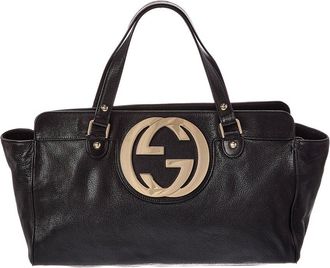 Gucci Black Leather Interlocking Gg Shoulder Bag (Authentic Pre-Loved)