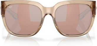 Costa Waterwoman 58mm Polarized Mirrored Square Sunglasses in Blonde Crystal /Copper 580P at Nordstrom