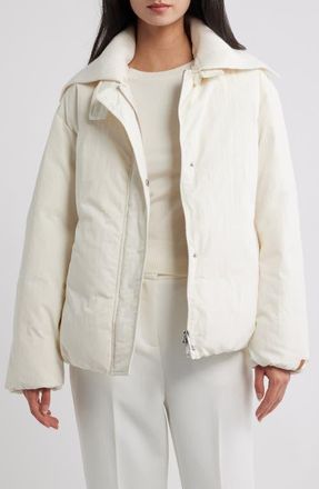 Vince Knit Collar Down Jacket in Off White at Nordstrom, Size X-Small