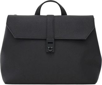 Ferragamo Hammered Flap Leather Backpack