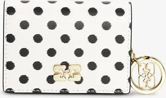Ganni White Bou Card Holder with Flap and Dots