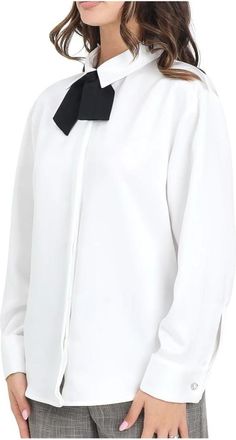 Simona Corsellini Overhemden, Dames, Wit, M, Satijn, Satijnen Blouse