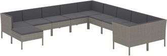 vidaXL Set De Muebles De Jard&iacute;n 11 Pzas Y Cojines Rat&aacute;n Sint&eacute;tico Gris Vidaxl