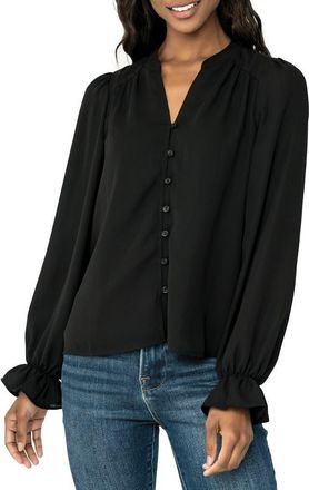 Gibsonlook Ruffle Sleeve Blouse in Black at Nordstrom Rack, Size Xx-Small